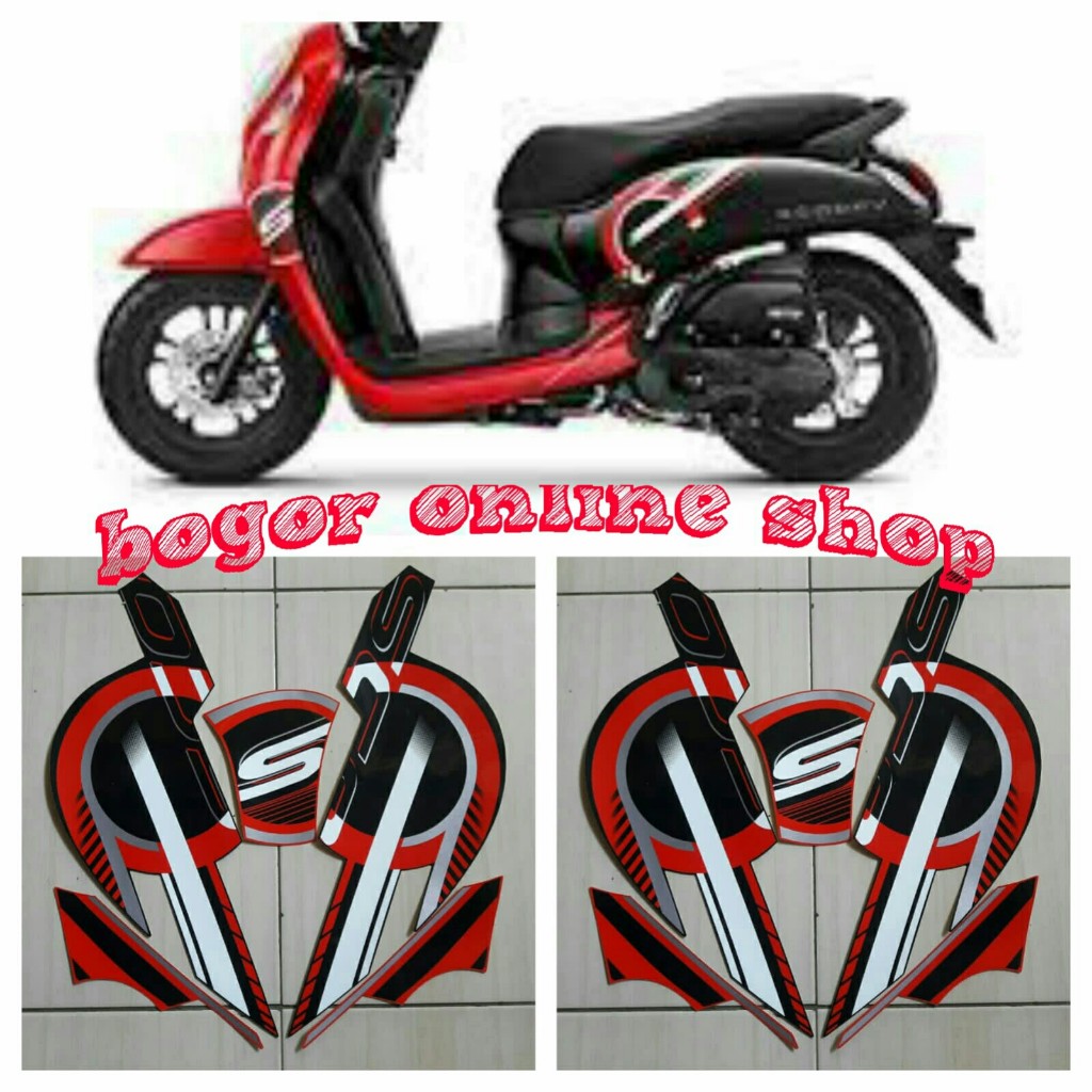sticker motor scoopy sporty 2023 hitam-merah