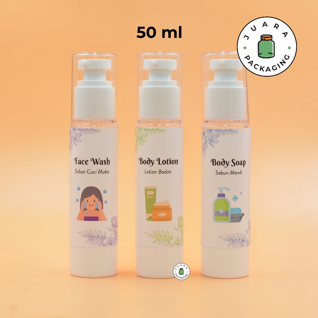 Botol Pump Airless 50 ml Sabun Muka Sabun Mandi Body Lotion Acrylic 50 ml
