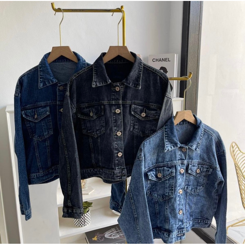 OFFLINE JACKET JEANS CROPPED WANITA PREMIUM