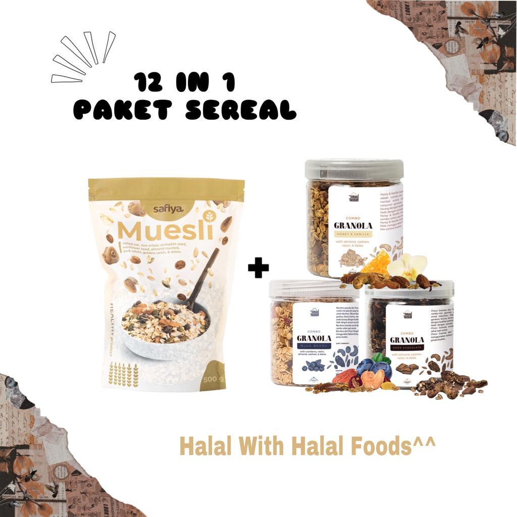 

[Sereal Paket ] Muesli 500 Gram Safiya + Granola 500 Atau 250 Gr Timur Tengah With Almond for Diet and Healthy