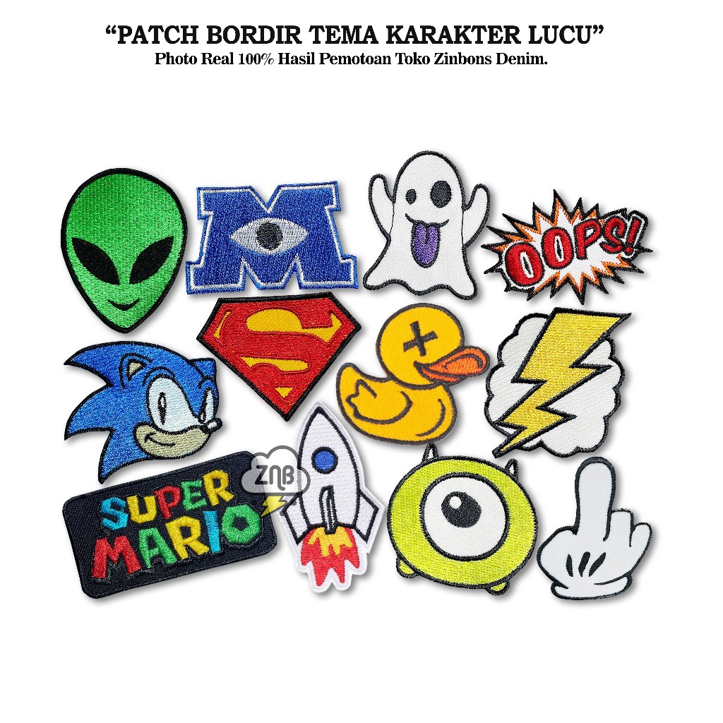 Patch bordir karakter / emblem lucu / patch bordir tempel patch iron kecil