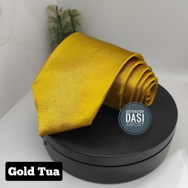 Dasi Kantor Dasi Pajang Pria Dasi Polos Gold Tua 3 Inch lebar 8cm