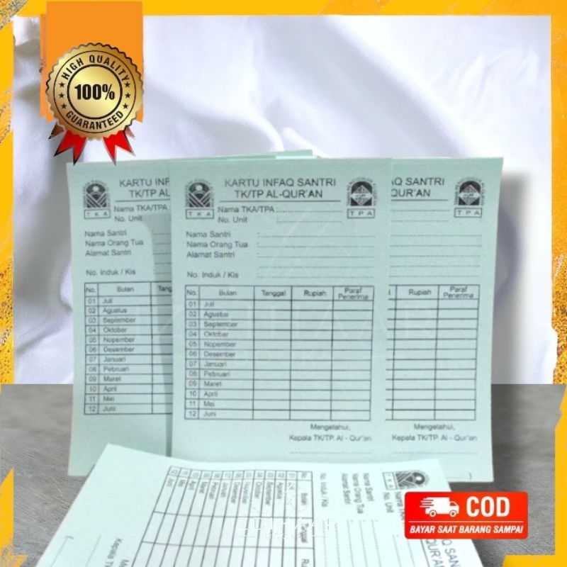 

Kartu Infaq Santri TKA/TPA isi 1 pack 50 lembar