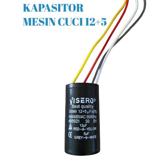 KAPASITOR MESIN CUCI 12+5 450V CAPACITOR VISERO