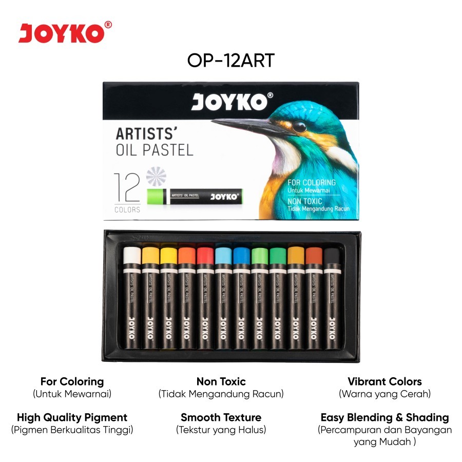 

Artists Oil Pastel Krayon Minyak Joyko OP-ART Warna Colors - 12 Warna