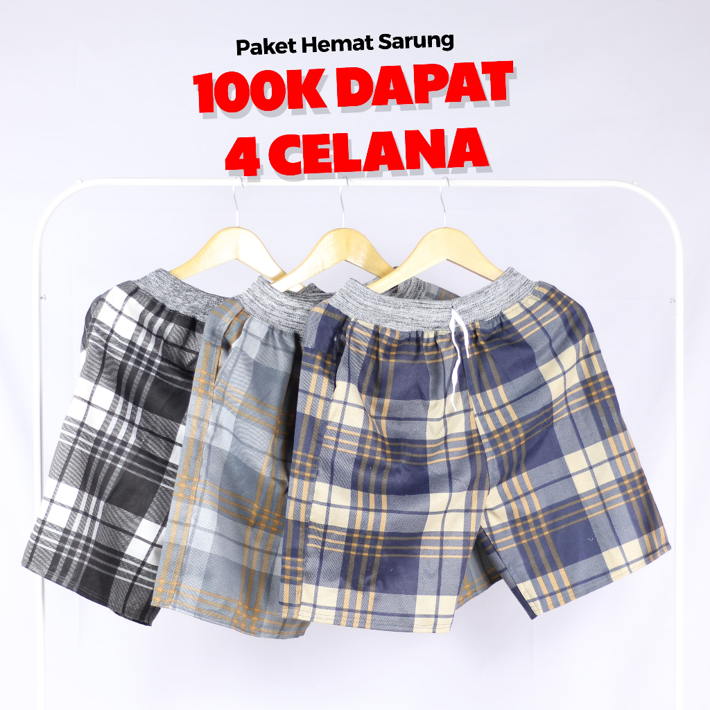 Celana Bawahan Shortpant Short Pants Boardshort Pendek Dewasa Remaja Pria PAKET HERMAT 100 RIBU 4 Pc