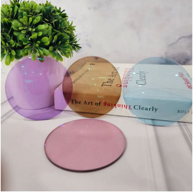 lensa photocromic pink,biru dan ungu bisa minus dan cylinder.