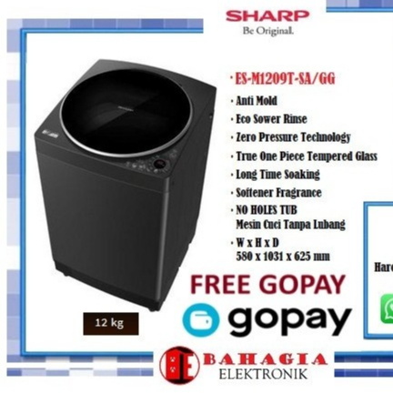 SHARP ES-M1209T-GG/SAK MESIN CUCI 12KG