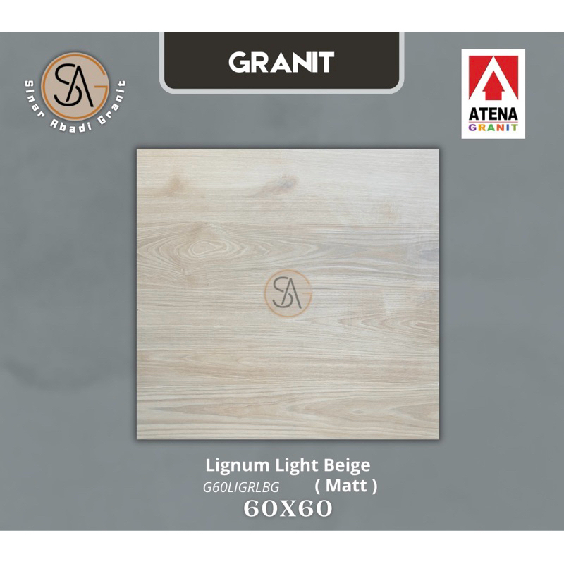 granit motif kayu 60x60 atena lignum light beige matt ( G60LIGR