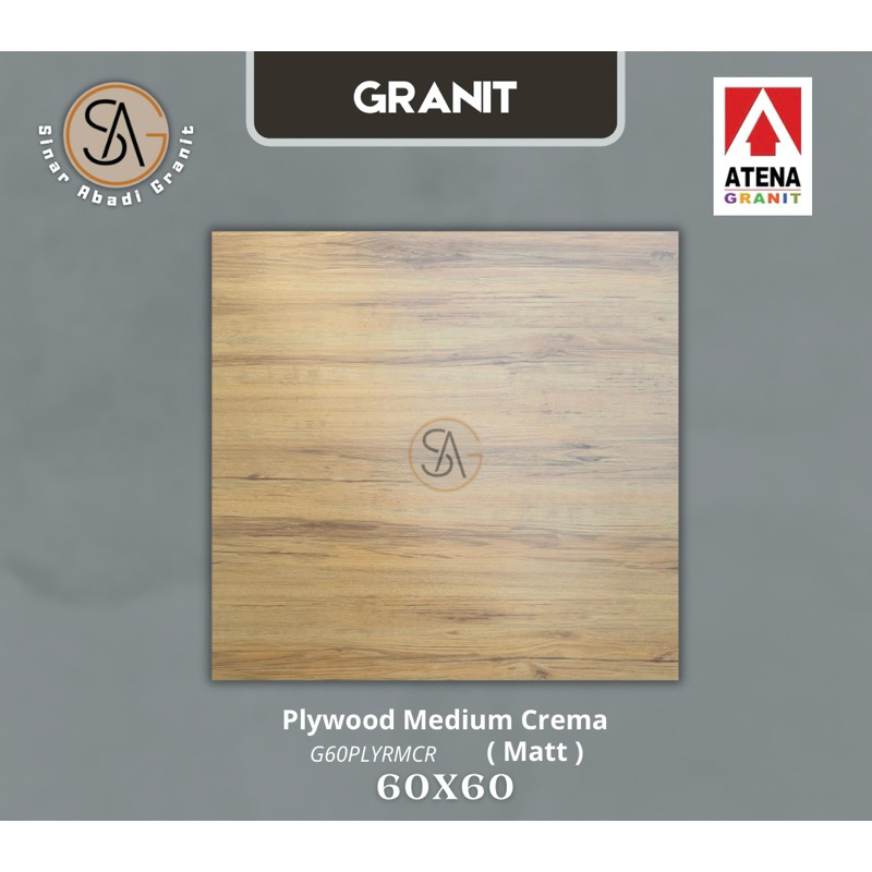 granit motif kayu 60x60 atena plywood medium crema matt ( G60PLYR