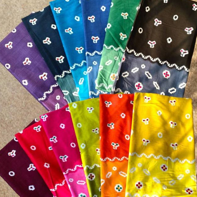 Kain Batik 2 Meter Warna Warni Kuning Pink Ungu Biru Putih Bahan Katun Motif Meteran Panjang