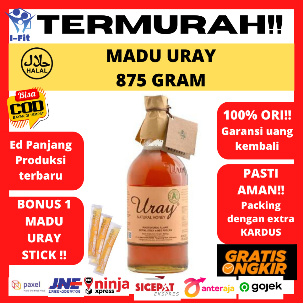 

Madu Uray 875 Gram Madu Lebah Hutan 100% Raw Natural Honey Royal Jelly Bee Pollen 875 Gr