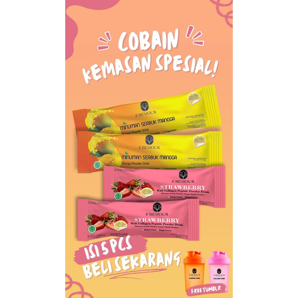 EBEMOUR - MINUMAN COLLAGEN DAN MINUMAN FIBER- Kemasan Ekonomis (ECER) - BPOM HALAL