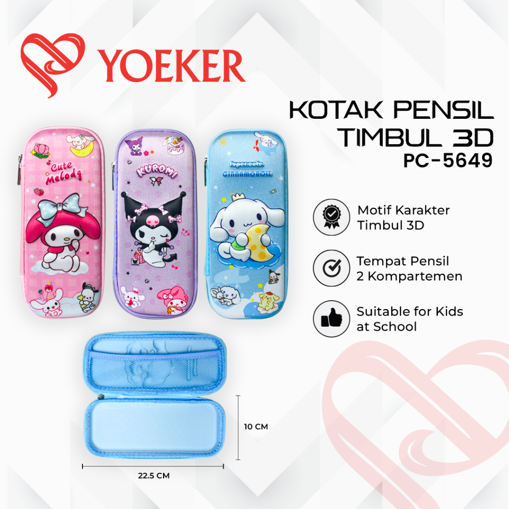 

(1 PCS) Tempat Pensil Pencil Case Kotak Pensil Timbul 3D Fancy Anak Sanrio Unicorn Labubu Space Avengers Kuromi Melody Cinnamoroll Hello Kitty