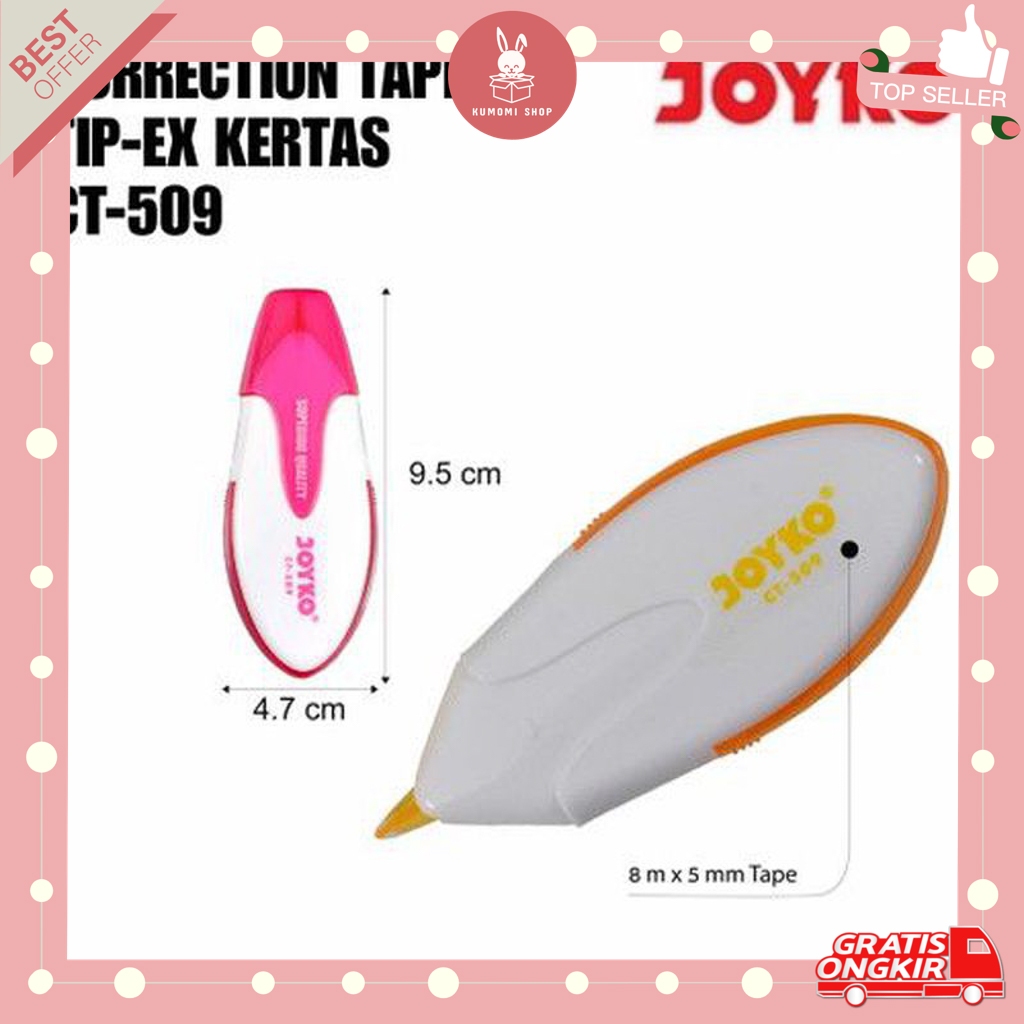 

KUMOMI - Tip ex Roll Joyko CT-509 / 5mm x 8m / Correction Tape Roll / Tip x kering / Perlengkapan Kantor / Perlengkapan Sekolah