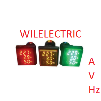 Pilot Lamp Indicator LED AMPER + VOLT + HZ Meter 22mm 22 mm Kotak