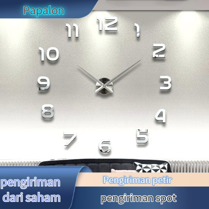 (COD,dikirim dr jakarta, ready stock)Jam Dinding 3D DIY Angka Latin Minimalis - Jam Dinding 3 Dimens