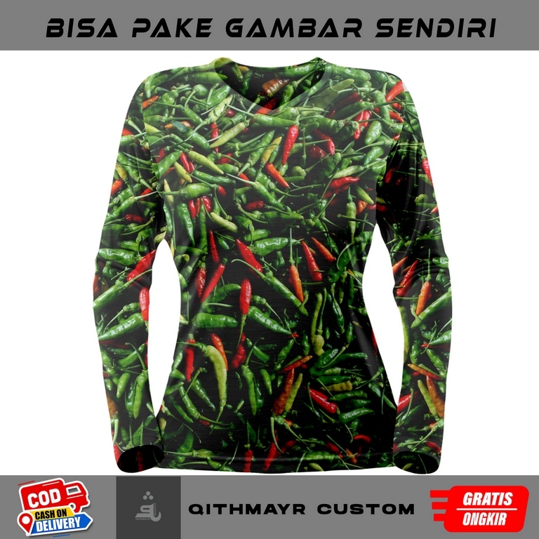 baju kaos cabe ijo | T-shirt kekinian motif unik cabe ijo | kaos wanita lengan panjang motif unik sa