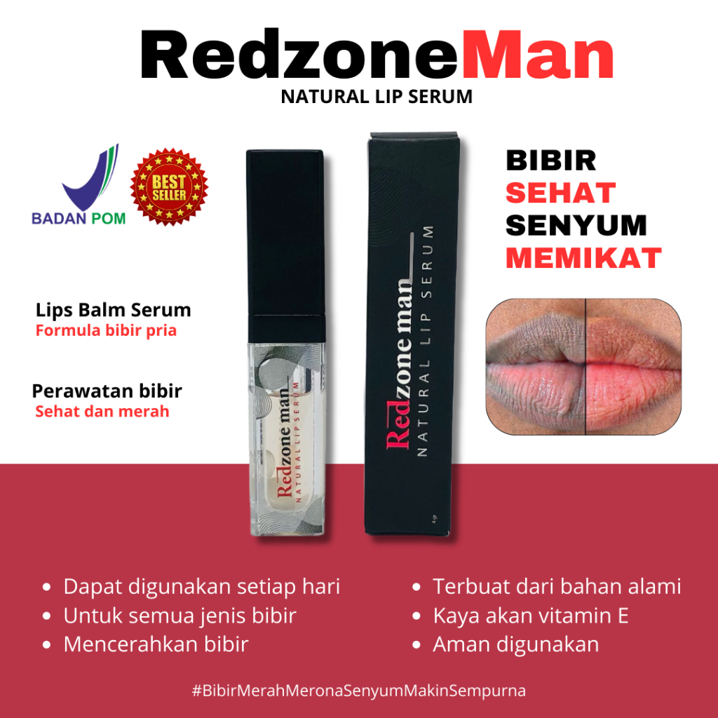 Redzone Man Lip Serum Untuk Mencerahkan Bibir Pria | Melembabkan Bibir Kering Pemerah Bibir Permanen