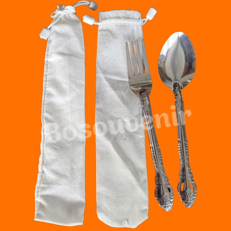 Souvenir sendok garpu wayang kemas pouch