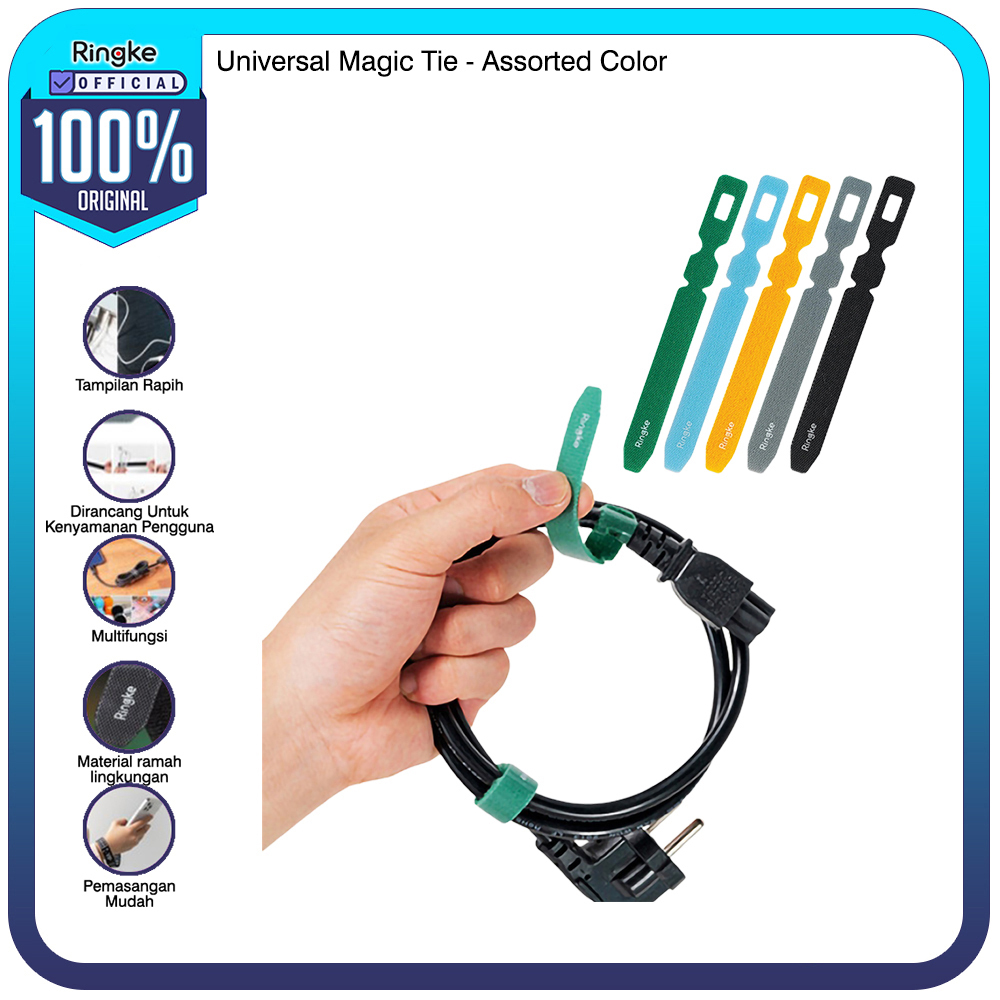 Ringke Pengikat Kabel Magic Cable Tie Perapih Serba Guna Strap Velcro Kabel Ties Klip