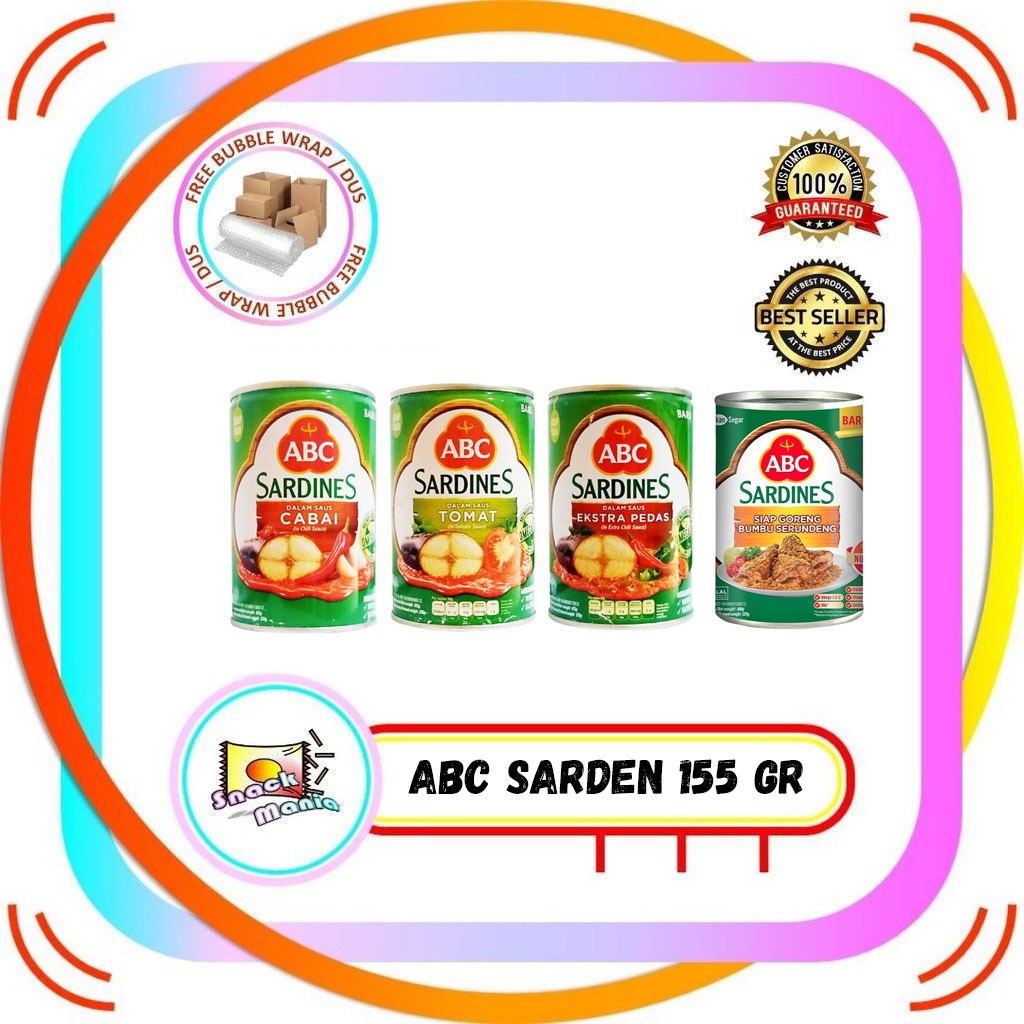 

ABC Sardines Tomat | Cabai | Ekstra Pedas | Serundeng 155 gr Sarden Kaleng