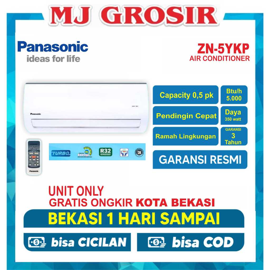 PANASONIC AC ZN 05 YKP / ESC 05 ESA / MSAFE 05 CRN / AH 05 ZEY / DEY 0.5PK 1/2 PK R32 STANDARD UNIT