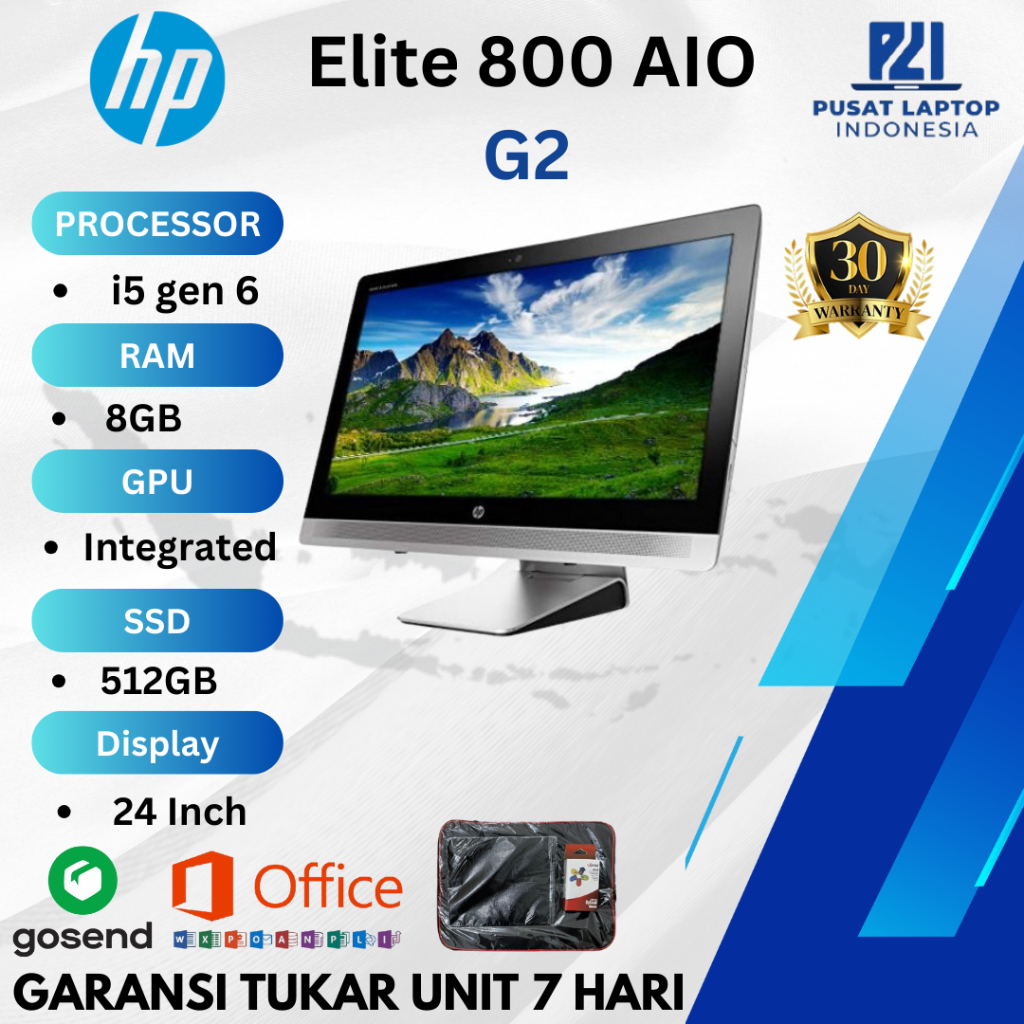 PC BEKAS/ PC HP eliteone AIO 800 G2 i5 gen 6 8/512GB HDD