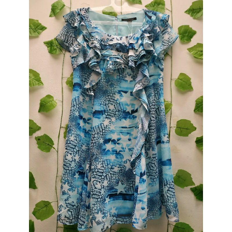 Dress sifon ruffle, lengan pendek