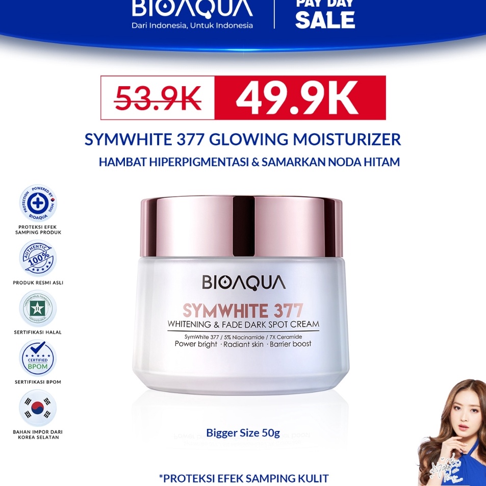 Buy Now TrxKk9K4 BIOAQUA Moisturizer SymWhite 377 Cream Pemutih Wajah 5g Krim Penghilang Flek Hitam 