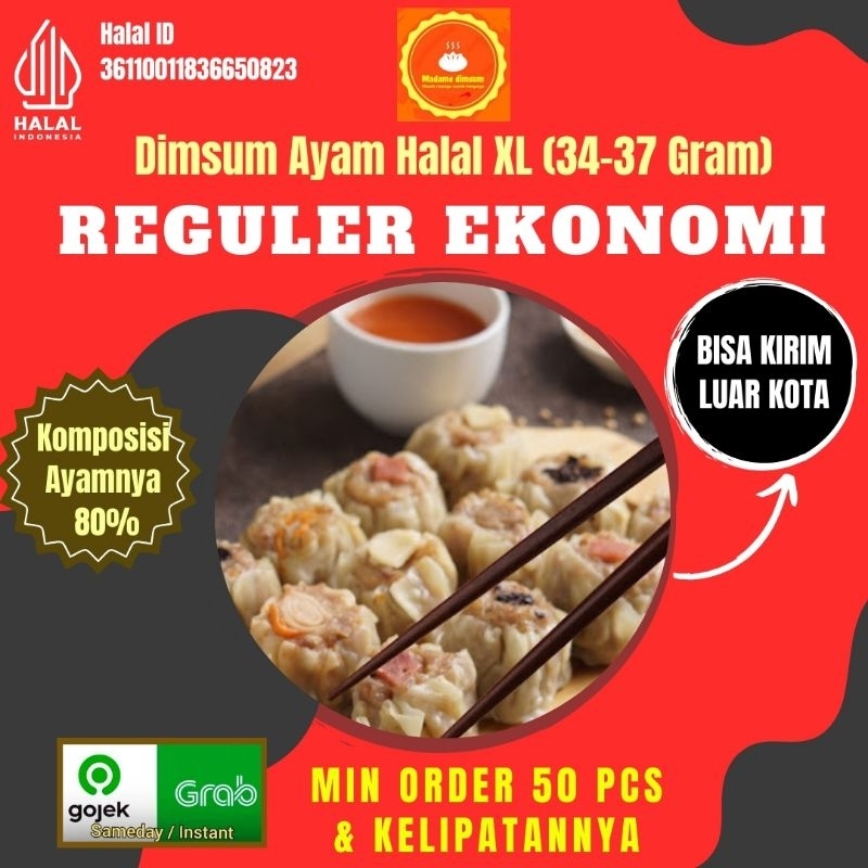 

(SIZE REGULER/BESAR XL)-(E K O N O M I S) Dimsum AYAM HALAL FROZEN FOOD (INCLUDE SAOS)(SIAP KIRIM LUAR KOTA).. Frozen Food Dimsum halal terlaris langsung pabriknya.. komposisi ayamnya 80%..