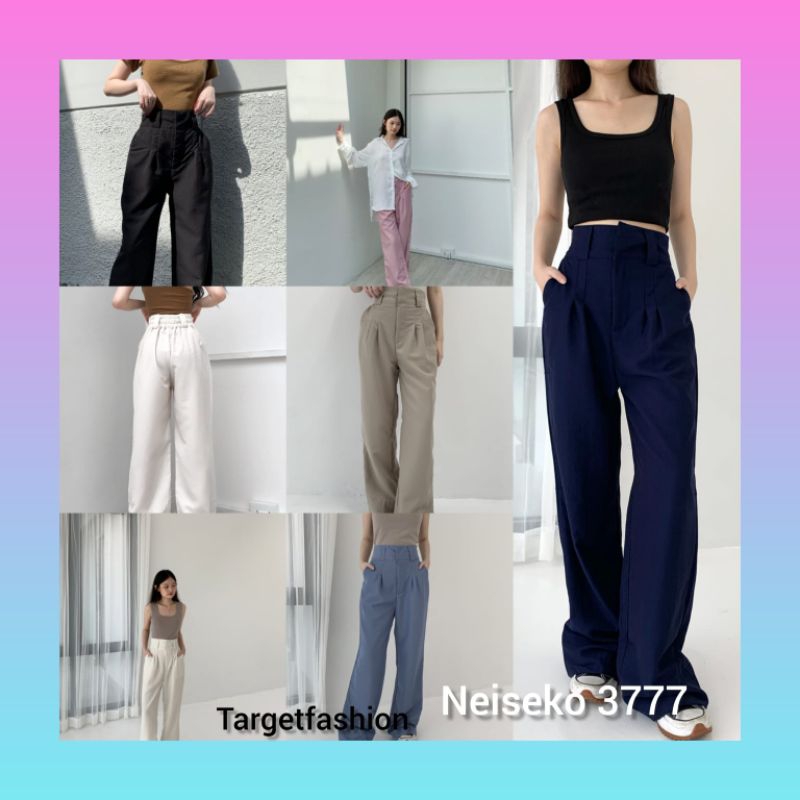 Long pant basic Ettyne High Waist - Celana Panjang Kain Wanita - Celana Panjang Ettyne Wanita Pingga