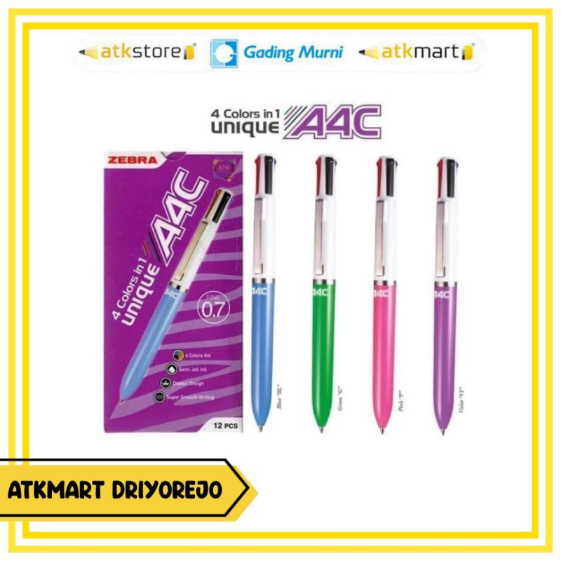 

ZEBRA BALLPOINT MULTIFUNCTION SEMIGEL A-4C 0.7MM 4 WARNA - BULPEN - PULPEN PEN