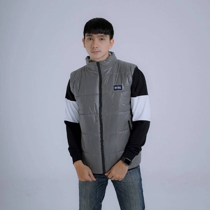 Puffer Vest Jacket Grey Original Pria dan Wanita