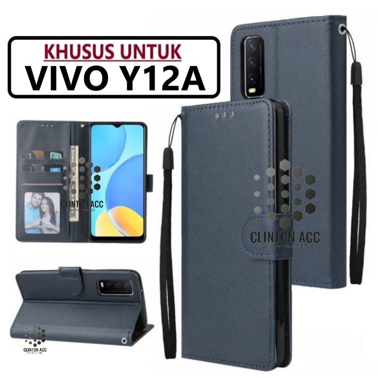 CASE HP VIVO Y12A FLIP WALLET LEATHER DOMPET KULIT SOFTCASE PREMIUM FLIP COVER SARUNG BUKA TUTUP FLI