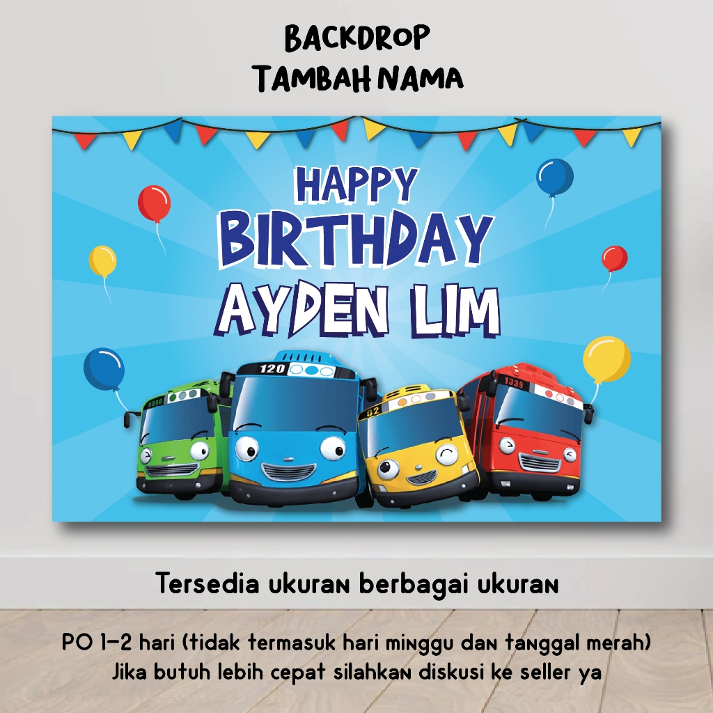 BACKDROP TAYO HAPPY BIRTHDAY DEKORASI ULTAH PESTA HIASAN ULANG TAHUN HBD WALLPAPER GAMBAR SPANDUK BA