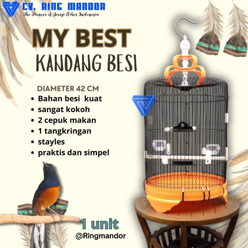SANGKAR BESI JUMBO MYBEST  UKURAN 42cm SANGKAR KANDANG BURUNG BESI JUMBO BEST DIAMETER 42cm UNTUK BU