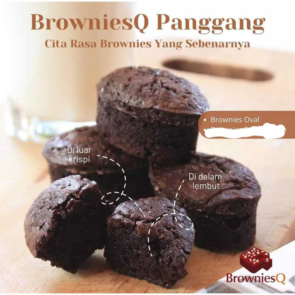 

BROWNISQ PANGGANG-Brownies Oval Topping Fudgy Cokelat Kue Murah