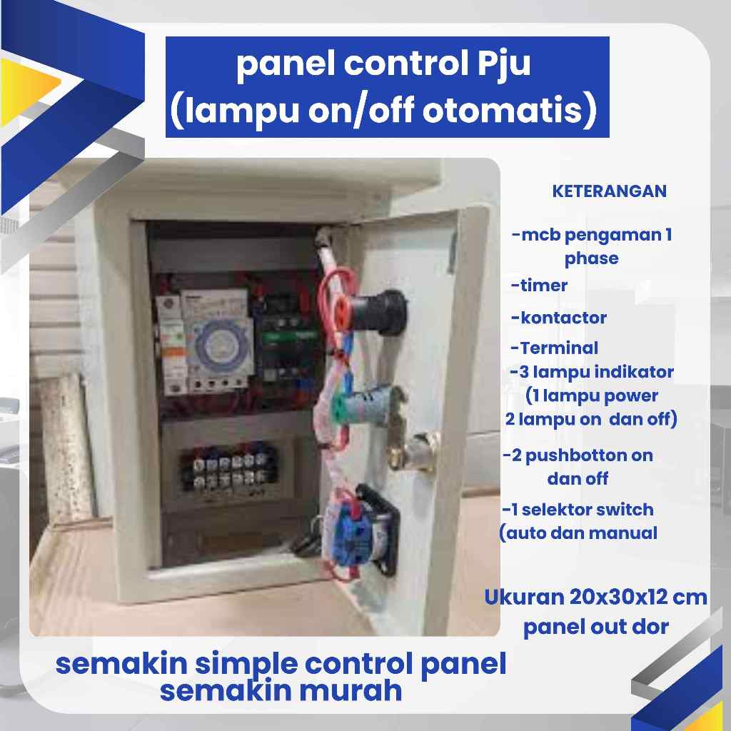 box panel kontrol PJU otomatis timer untuk penerangan jalan sound led taman bisa wlc pompa submersib