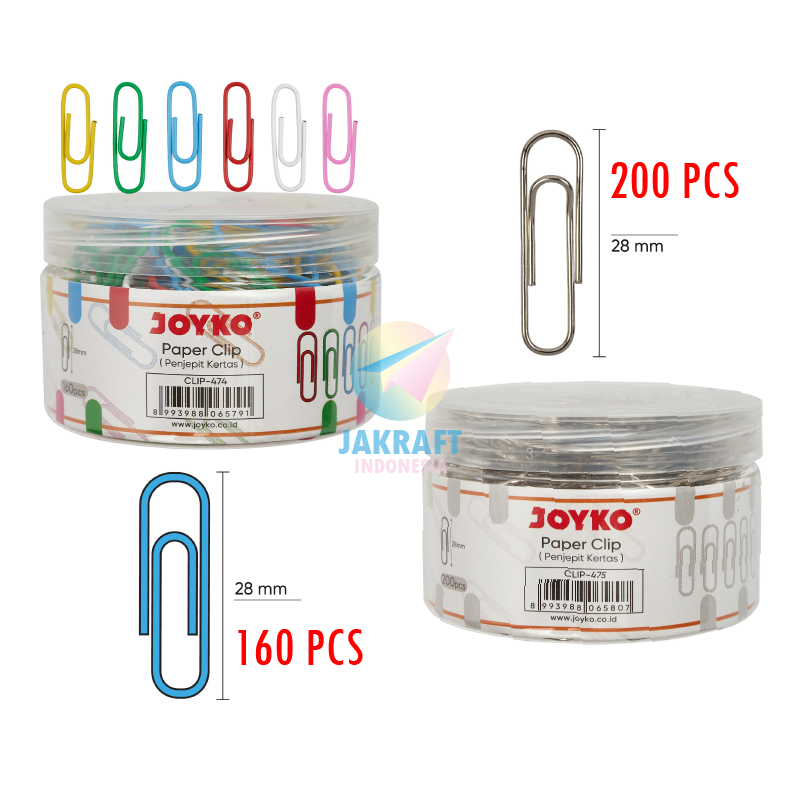 

(1 Drum) Paper Clip Oval Warna Warni JOYKO CLIP-474 Color / CLIP-475 Silver / No.3 Clips Klip Kertas Sedang 28 mm