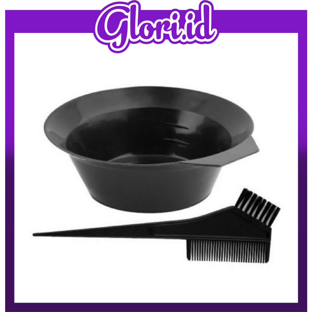 GLORI.ID Mangkuk Cat Rambut + Sisir Semir / Wadah Mangkok Tempat Mewarnai Rambut / Alat Peralatan Sa