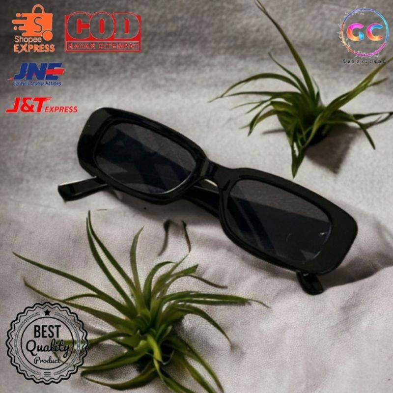 【TERSEDIA & COD】Kacamata Hitam Kotak Cewek Murah Kacamata Hitam Retro Gaya