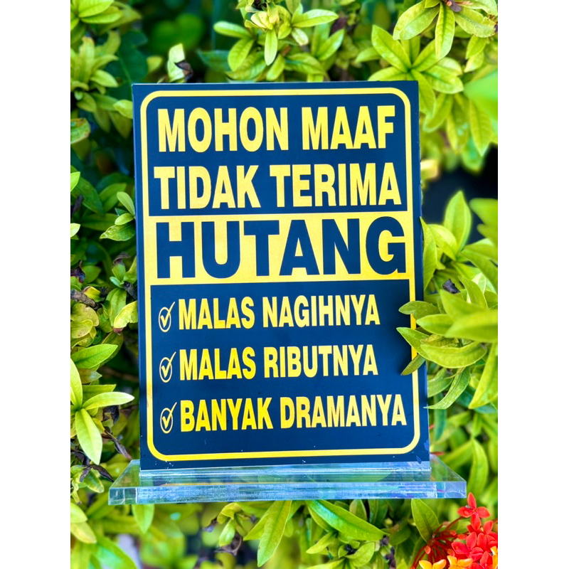

PAPAN TIDAK TERIMA HUTAN UNTUK TOKO GERAI DLL UKURAN 15x20 BAHAN TEBAL