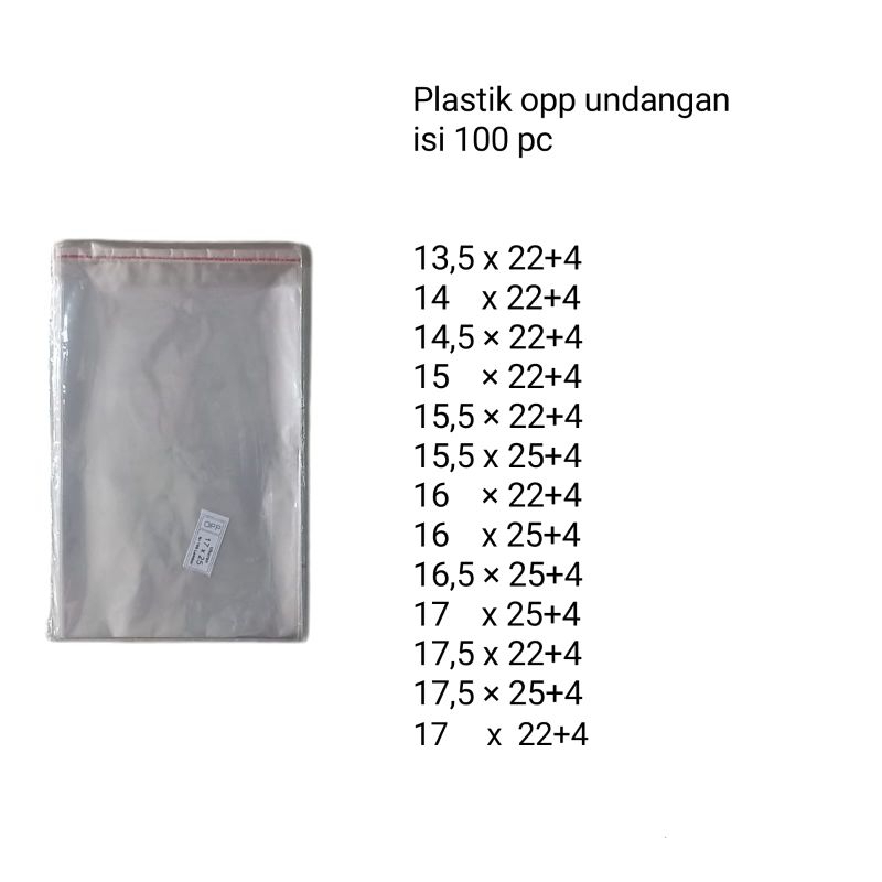 

plastik opp undangan 17,5x25 isi 100pcs.