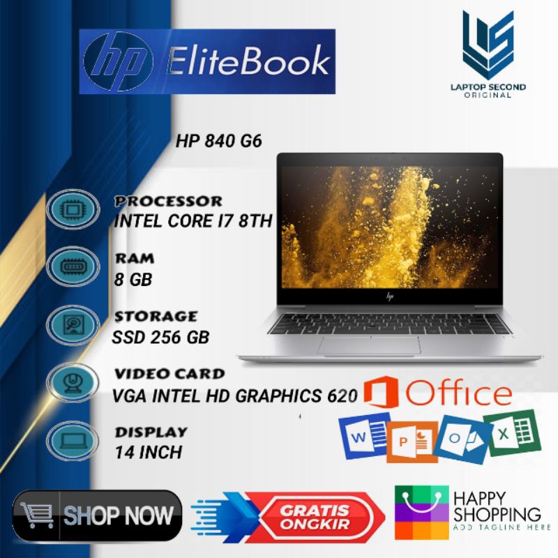 HP ELITEBOOK 840 G6 INTEL CORE I7 GEN8 RAM 8GB/SSD 256GB BERKUALITAS