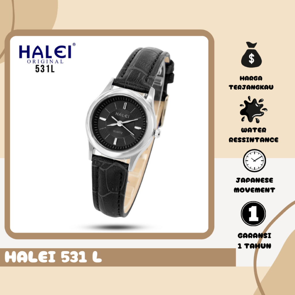 Halei.id 431 L Jam Tangan Wanita Halei Original Kulit - Tahan Air dan Garansi 1 Tahun