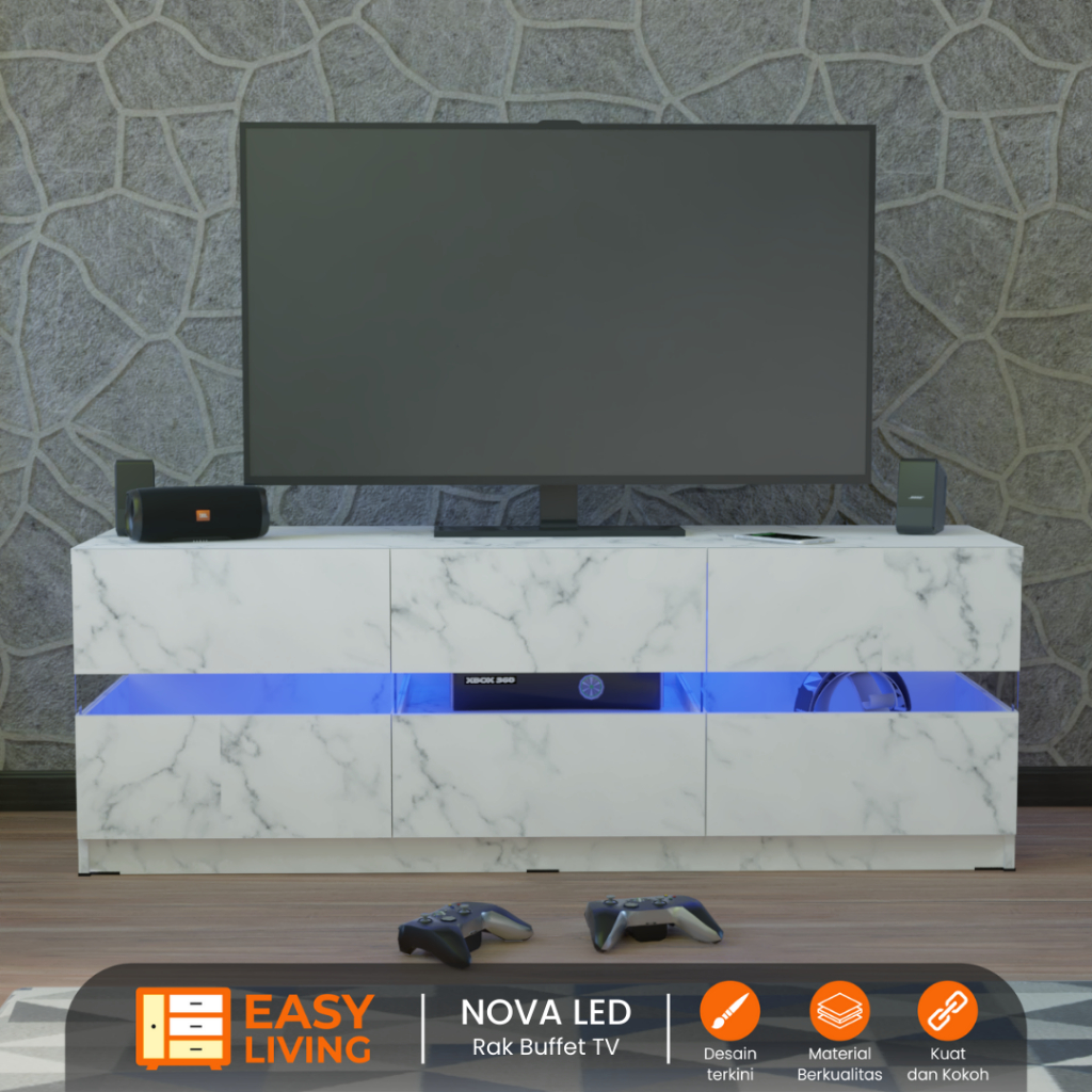 Rak TV meja TV minimalis lampu LED series nova