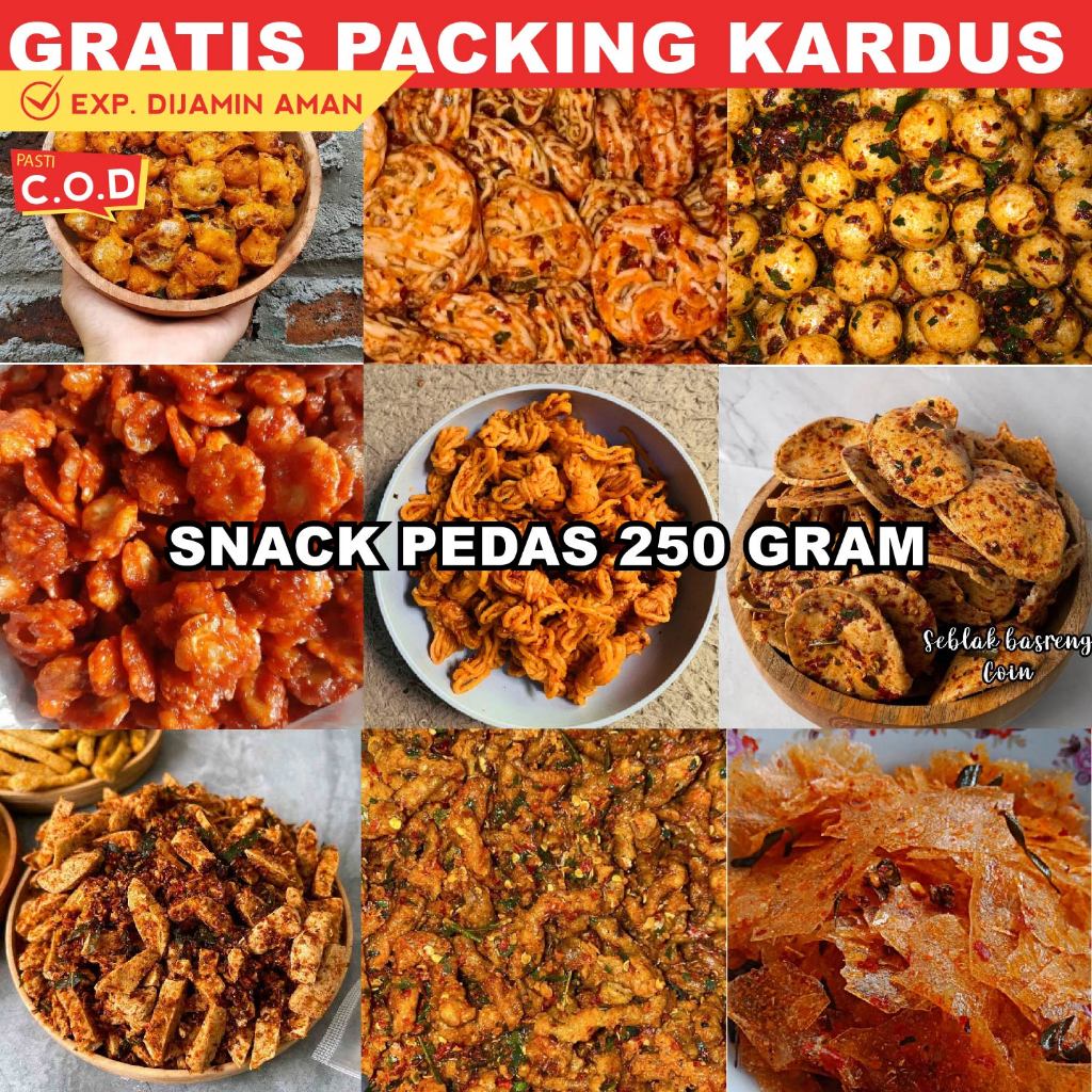 

makanan ringan pedas kiloan 250 gram snack cemilan camilan jajanan kiloan grosir murah