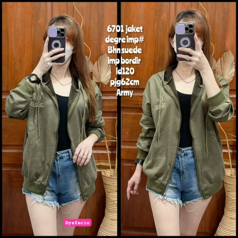 6701 JACKET WANITA TERBARU TERMURAH BAHAN SUEDE