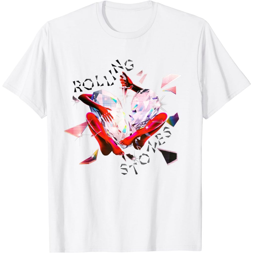 Baju Kaos Band Official The Rolling Stones Exclusive Prism Heart T-Shirt